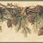 Save 3123-01391 Homestead Coulter Olive Pinecone Forest Border Olive by Chesapeake Wallpaper