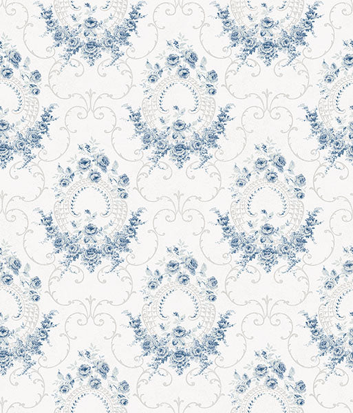 Select 3123-02125 Homestead Georgiana Navy Tearose Navy by Chesapeake Wallpaper