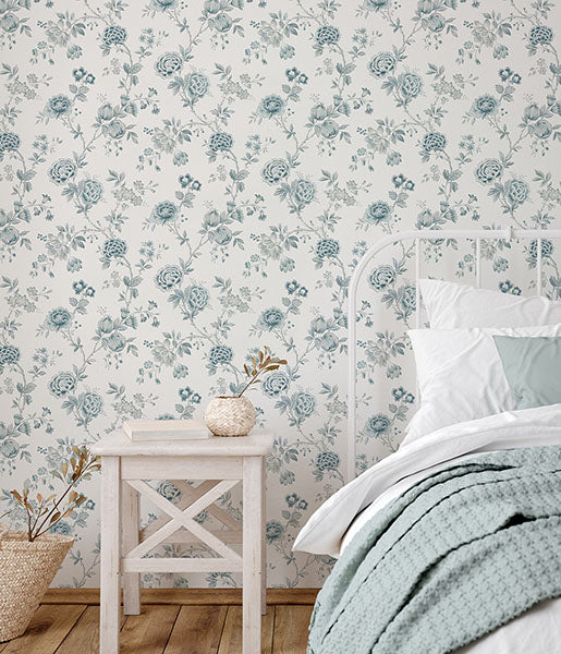 Select 3123 02215 Homestead Teal Chesapeake Wallpaper