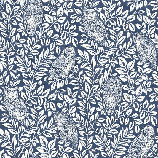 Purchase 3123-12412 Homestead Parliament Navy Owl Navy by Chesapeake Wallpaper