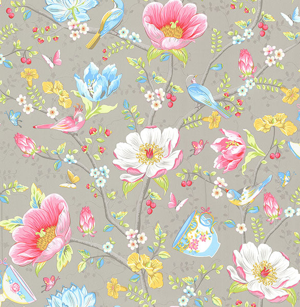 Select 341004 Pip III Grey Floral Wallpaper by Eijffinger Wallpaper