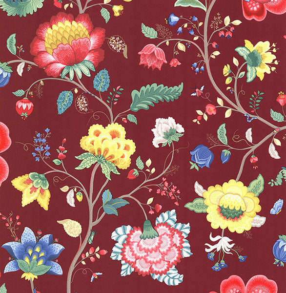 Acquire 341033 Pip III Red Floral Wallpaper by Eijffinger Wallpaper