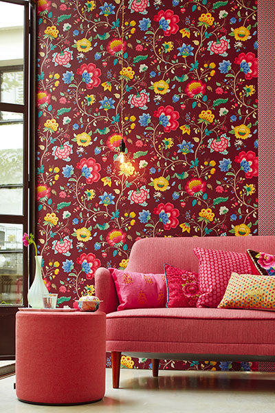 Shop 341033 Pip Iii Epona Burgundy Floral Fantasy Eijffinger Wallpaper
