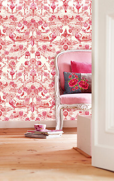 Find 341091 Pip III Red Novelty Wallpaper by Eijffinger Wallpaper