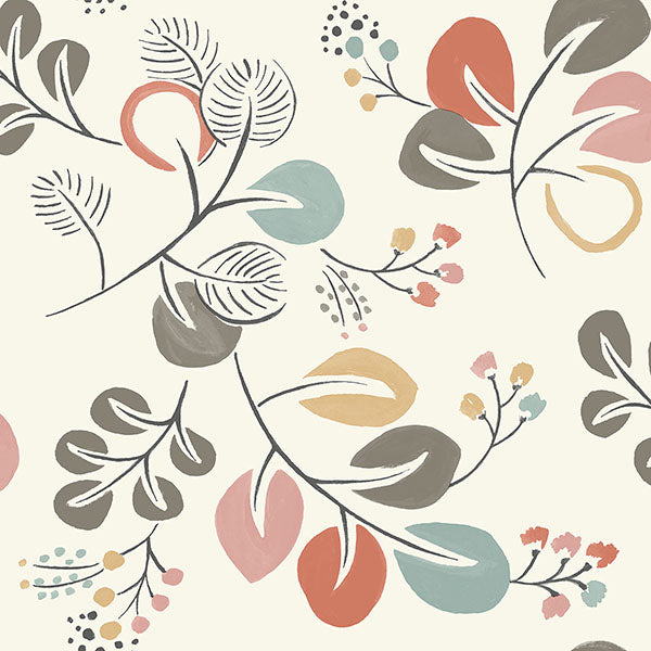 4066-25122 | Hannah, Jonah Multicolor Leaf Trail Multicolor - A-Street Prints Wallpaper