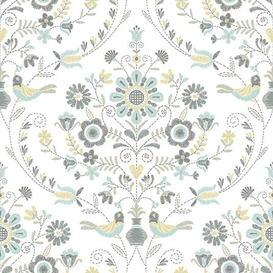4066-26510 Hannah Britt Sea Green Embroidered Damask Wallpaper by A-Street Prints Wallpaper,4066-26510 Hannah Britt Sea Green Embroidered Damask Wallpaper by A-Street Prints Wallpaper2