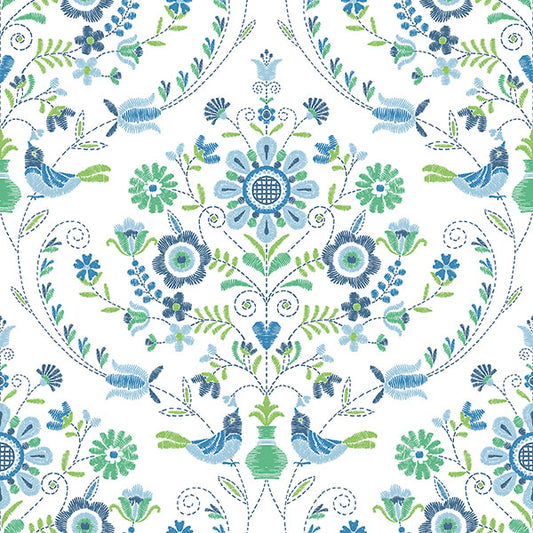 4066-26511 Hannah Britt Sapphire Embroidered Damask Wallpaper by A-Street Prints Wallpaper,4066-26511 Hannah Britt Sapphire Embroidered Damask Wallpaper by A-Street Prints Wallpaper2