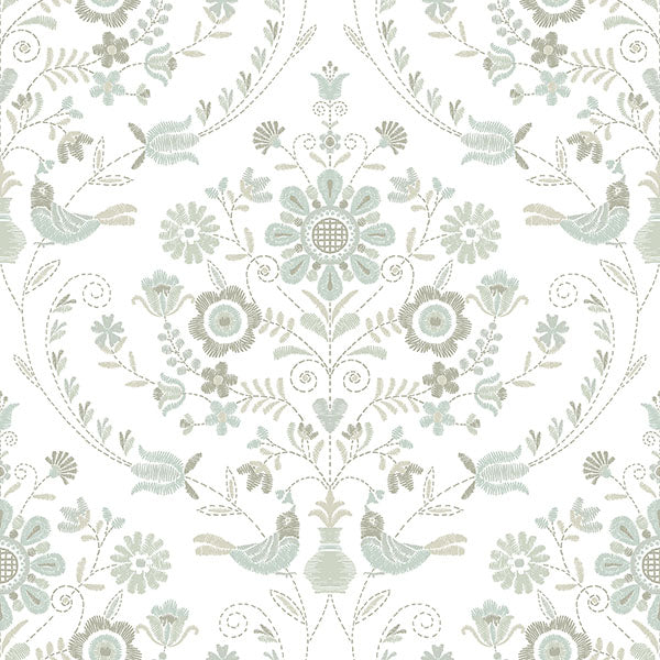 Purchase sample of 4066-26513 Hannah, Britt Neutral Embroidered Damask Neutral by A-Street Prints Wallpaper