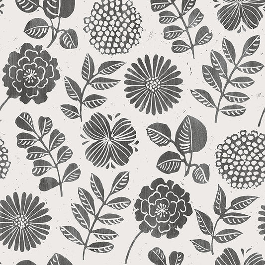 4066-26534 Hannah Inge Black Floral Block Print Wallpaper by A-Street Prints Wallpaper,4066-26534 Hannah Inge Black Floral Block Print Wallpaper by A-Street Prints Wallpaper2