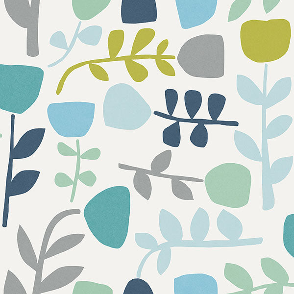 Purchase sample of 4066-26536 Hannah, Juni Teal Abstract Tulips Teal by A-Street Prints Wallpaper
