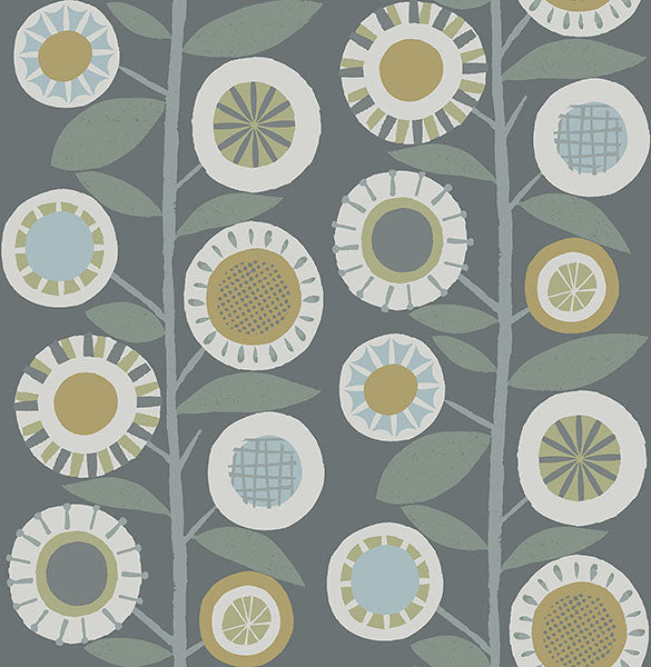 Purchase sample of 4066-26553 Hannah, Sisu Grey Floral Geometric Grey by A-Street Prints Wallpaper