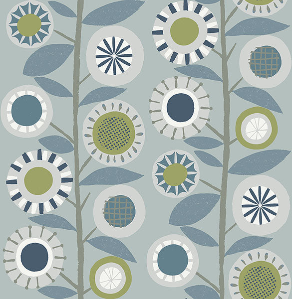 Purchase sample of 4066-26554 Hannah, Sisu Light Blue Floral Geometric Light Blue by A-Street Prints Wallpaper