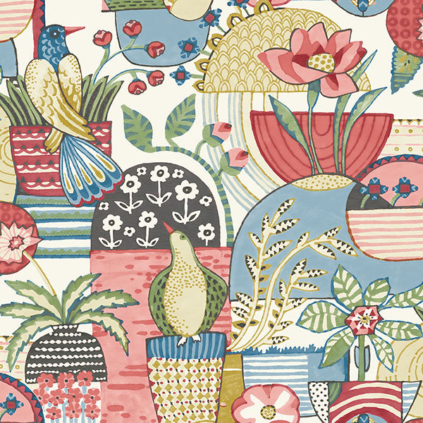 Purchase sample of 4066-26557 Hannah, Fika Rose Blissful Birds & Blooms Rose by A-Street Prints Wallpaper
