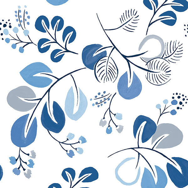 Purchase sample of 4066-26566 Hannah, Jonah Blue Leaf Trail Blue by A-Street Prints Wallpaper