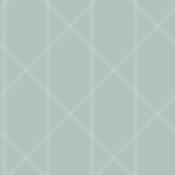 Purchase 4074-26606 A-Street Wallpaper, Walcott Seafoam Stitched Trellis - Georgia