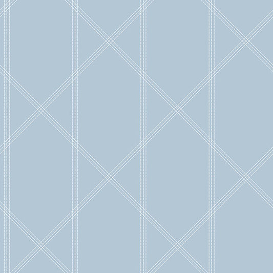 Purchase 4074-26607 A-Street Wallpaper, Walcott Light Blue Stitched Trellis - Georgia