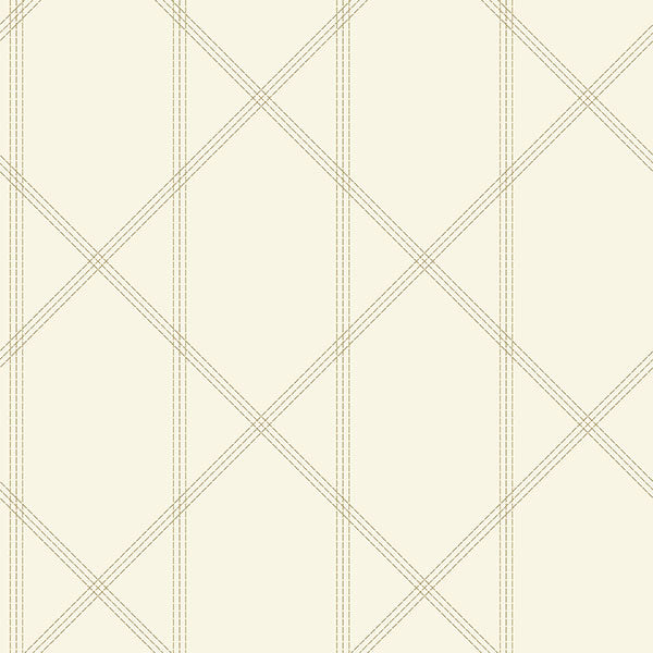 Purchase 4074-26608 A-Street Wallpaper, Walcott Cream Stitched Trellis - Georgia