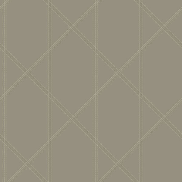 Purchase 4074-26609 A-Street Wallpaper, Walcott Light Grey Stitched Trellis - Georgia
