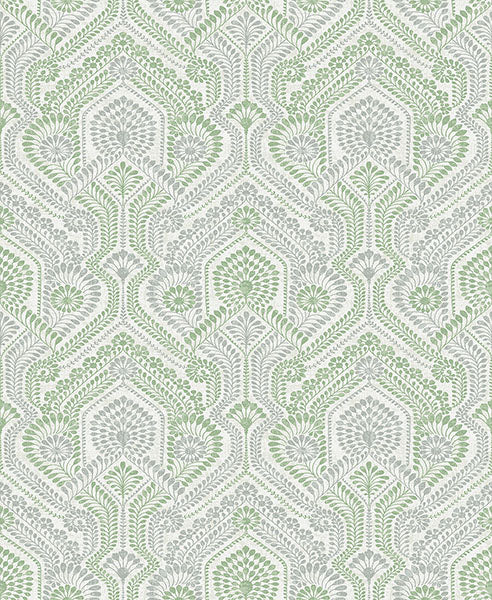 Purchase 4074-26614 A-Street Wallpaper, Fernback Green Ornate Botanical - Georgia