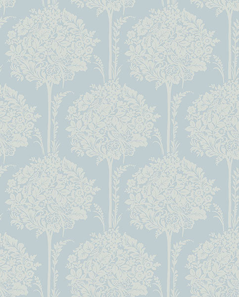 Purchase 4074-26622 A-Street Wallpaper, Zaria Light Blue Topiary - Georgia