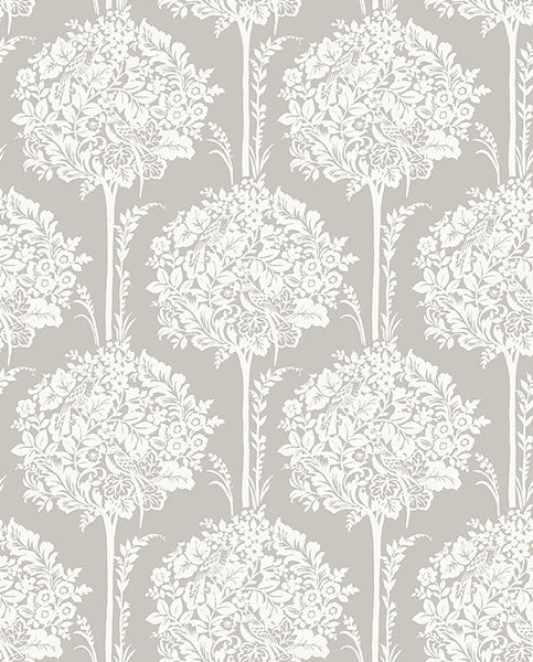 Purchase 4074-26625 A-Street Wallpaper, Zaria Grey Topiary - Georgia