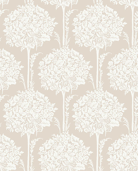 Purchase 4074-26626 A-Street Wallpaper, Zaria Taupe Topiary - Georgia