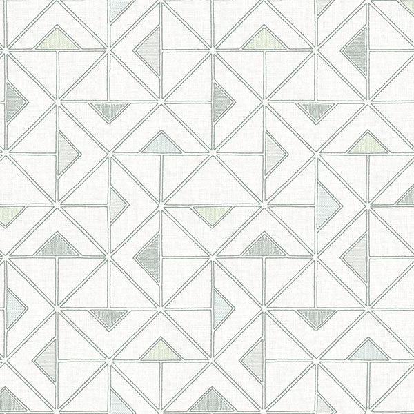 Purchase 4074-26634 A-Street Wallpaper, Jekyl Green Triangles - Georgia