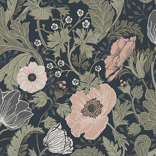 4080-44103 Ingrid Anemone Navy Floral Wallpaper by A-Street Prints Wallpaper,4080-44103 Ingrid Anemone Navy Floral Wallpaper by A-Street Prints Wallpaper2