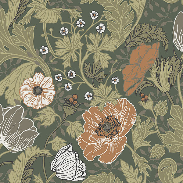 4080-44104 Ingrid Anemone Green Floral Wallpaper by A-Street Prints Wallpaper,4080-44104 Ingrid Anemone Green Floral Wallpaper by A-Street Prints Wallpaper2