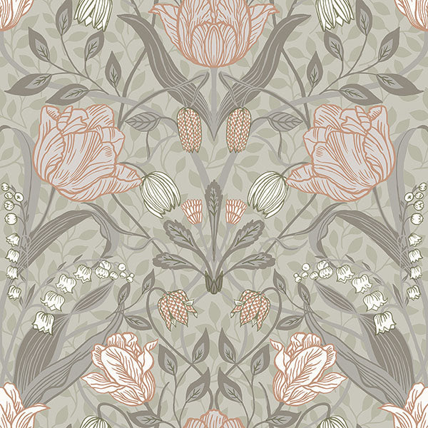 Purchase sample of 4080-44105 Ingrid, Filippa Grey Tulip Beige Pink by A-Street Prints Wallpaper