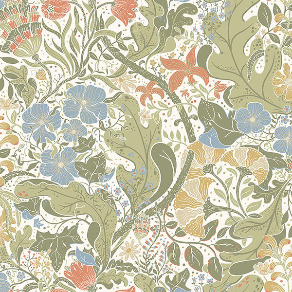 Purchase sample of 4080-83101 Ingrid, Elise Cream Nouveau Gardens Cream Sage by A-Street Prints Wallpaper