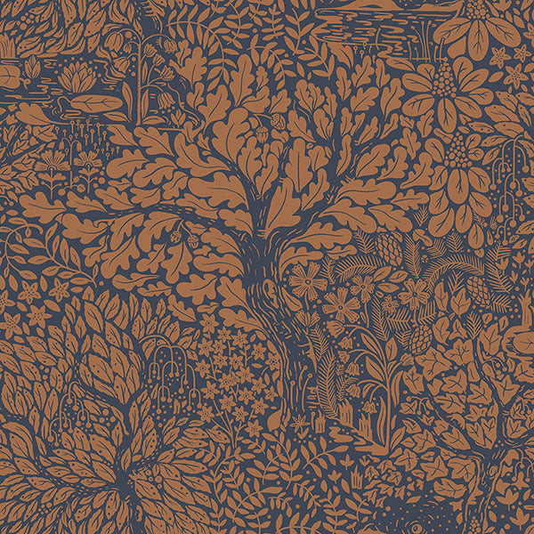 Purchase sample of 4080-83106 Ingrid, Olle Orange Forest Sanctuary Navy Coral by A-Street Prints Wallpaper
