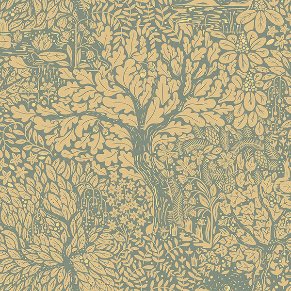 Purchase sample of 4080-83107 Ingrid, Olle Light Yellow Forest Sanctuary Green Apricot by A-Street Prints Wallpaper