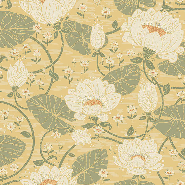 Purchase sample of 4080-83123 Ingrid, Eva Light Yellow Lotus Dreams Maize Green Orange by A-Street Prints Wallpaper