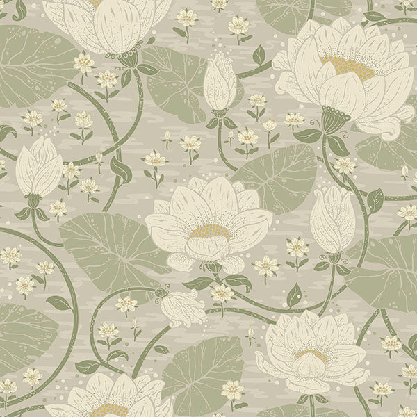 Purchase sample of 4080-83124 Ingrid, Eva Light Grey Lotus Dreams Grey Green by A-Street Prints Wallpaper