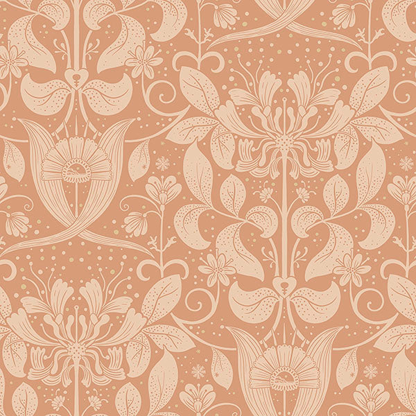 4080-83128 Ingrid Berit Coral Floral Crest Wallpaper by A-Street Prints Wallpaper,4080-83128 Ingrid Berit Coral Floral Crest Wallpaper by A-Street Prints Wallpaper2