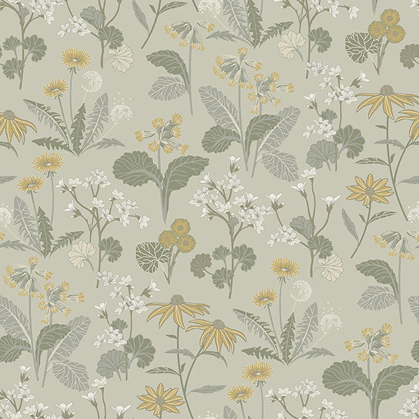 Purchase sample of 4080-92134 Ingrid, Magdalena Light Green Dandelion Green Gold by A-Street Prints Wallpaper