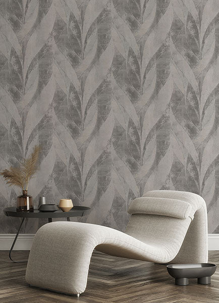 Purchase 4096-520040 Advantage Wallpaper, Blake Sterling Leaf - Concrete1