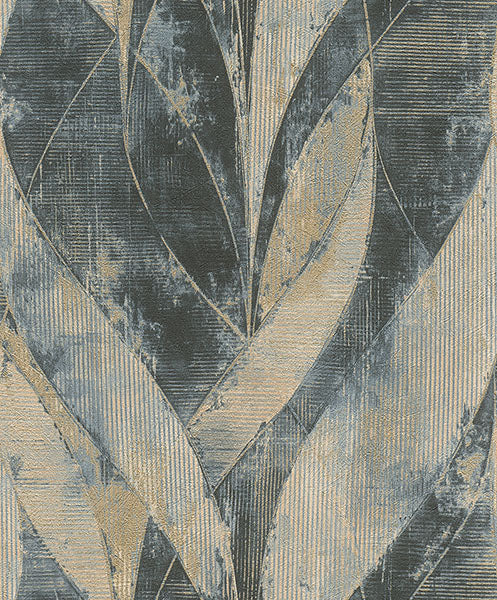 Purchase 4096-520064 Advantage Wallpaper, Blake Denim Leaf - Concrete