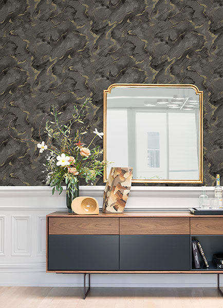 Purchase 4105-86602 A-Street Wallpaper, Silenus Charcoal Marbled - Lumina1
