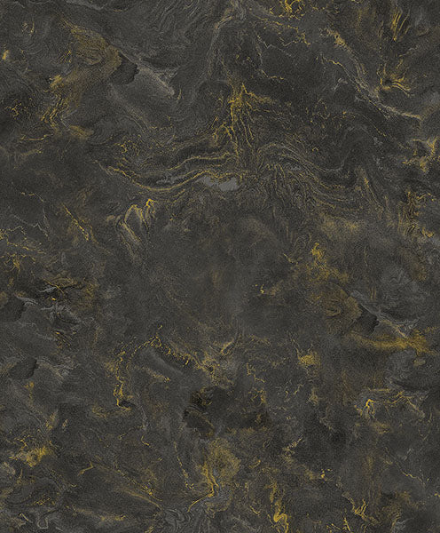 Purchase 4105-86619 A-Street Wallpaper, Meness Black Metallic Marbling - Lumina