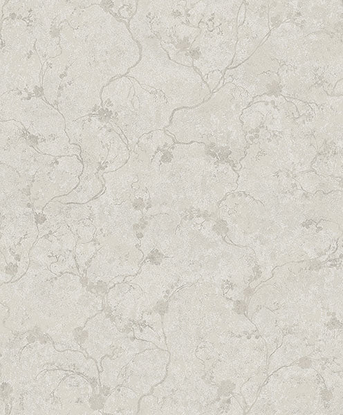 Purchase 4105-86651 A-Street Wallpaper, Mahina Silver Floral Vine - Lumina