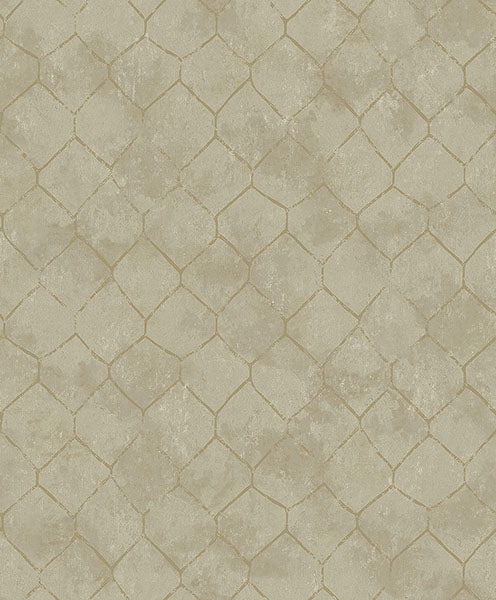 Purchase 4105-86653 A-Street Wallpaper, Rauta Gold Hexagon Tile - Lumina