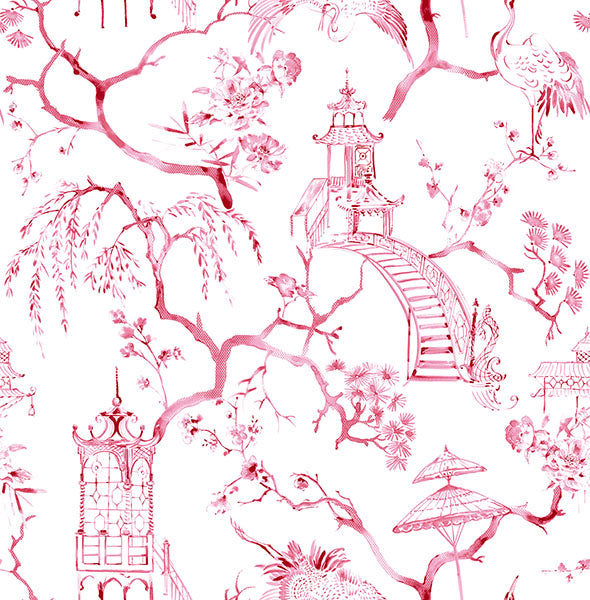 Purchase 4120-26808 A-Street Wallpaper, Serena Rasberry Chinoiserie - Middleton