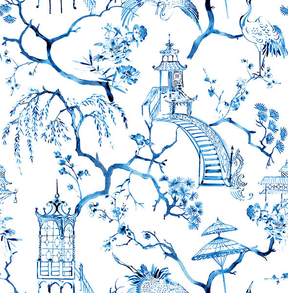Purchase 4120-26810 A-Street Wallpaper, Serena Blue Chinoiserie - Middleton