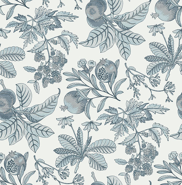 Purchase 4120-26814 A-Street Wallpaper, Cecilia Light Blue Fruit - Middleton