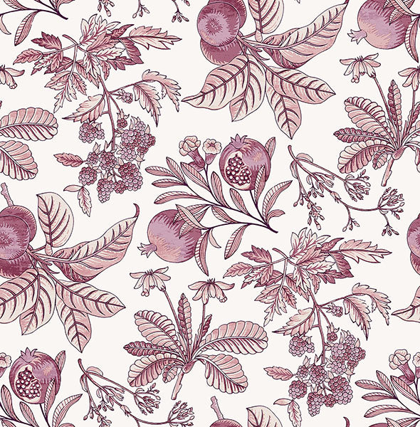 Purchase 4120-26815 A-Street Wallpaper, Cecilia Purple Fruit - Middleton