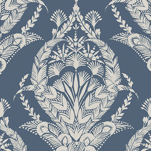 Purchase 4120-26817 A-Street Wallpaper, Arlie Indigo Botanical Damask - Middleton