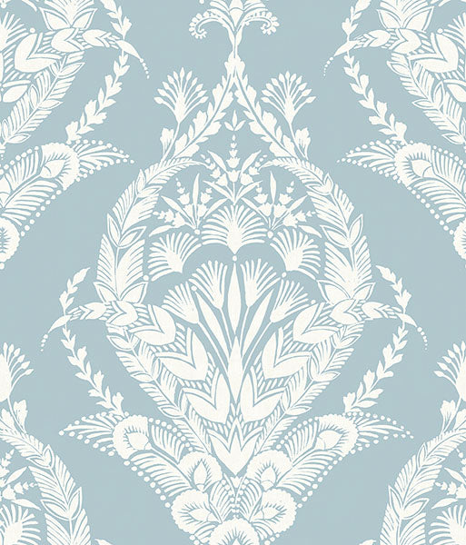 Purchase 4120-26819 A-Street Wallpaper, Arlie Light Blue Botanical Damask - Middleton