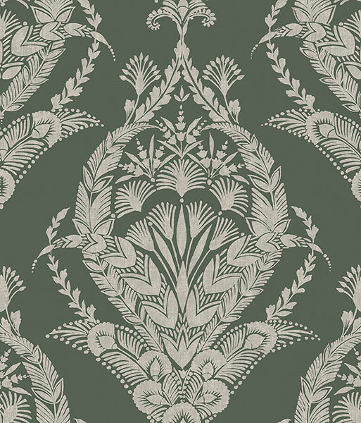 Purchase 4120-26821 A-Street Wallpaper, Arlie Evergreen Botanical Damask - Middleton